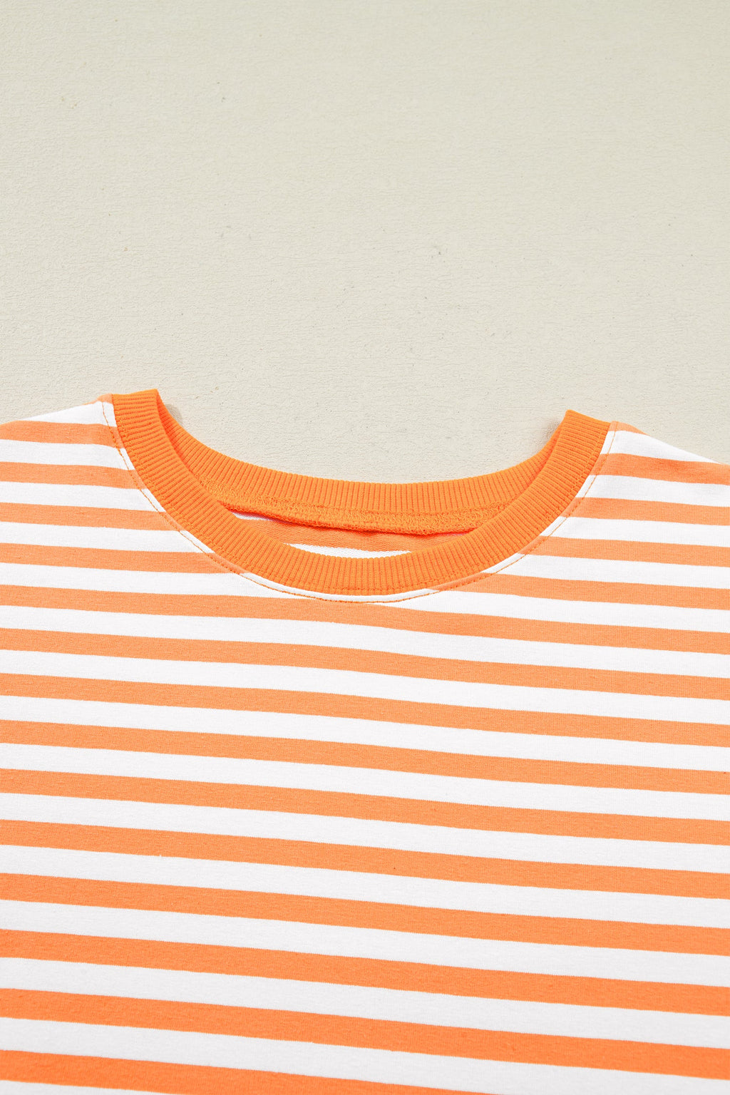 Stripe 3/4 Sleeve Exposed Seam Pullover Top