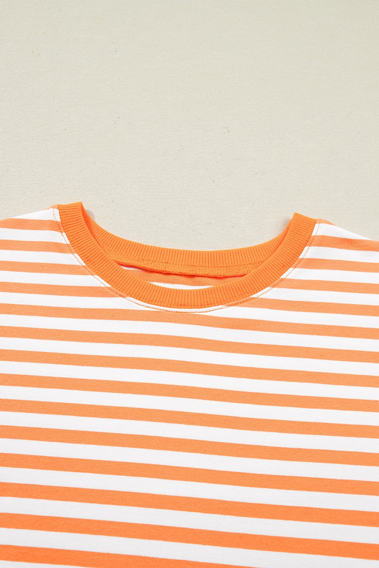 Stripe 3/4 Sleeve Exposed Seam Pullover Top