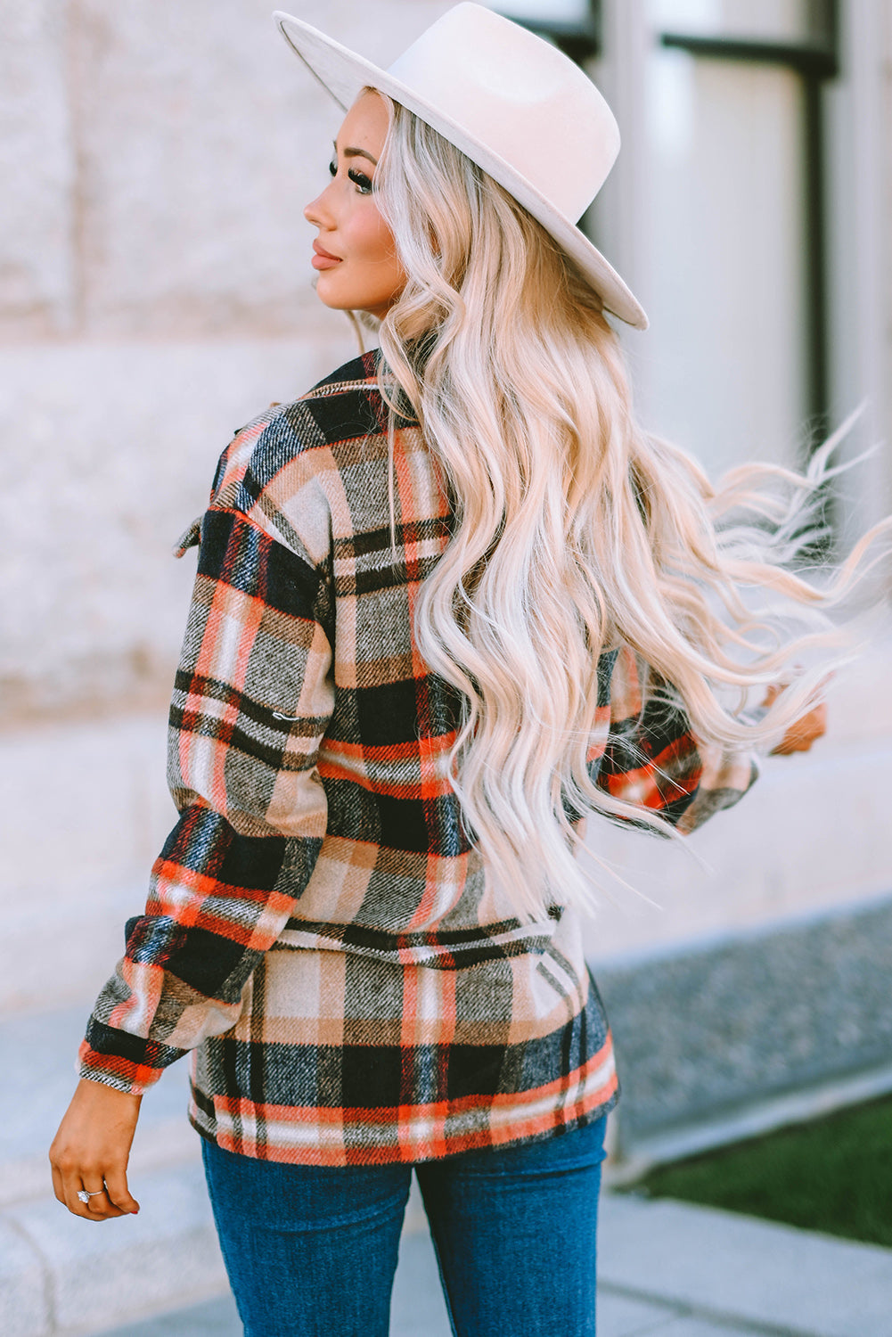 Plaid Pocketed Button Front Shacket