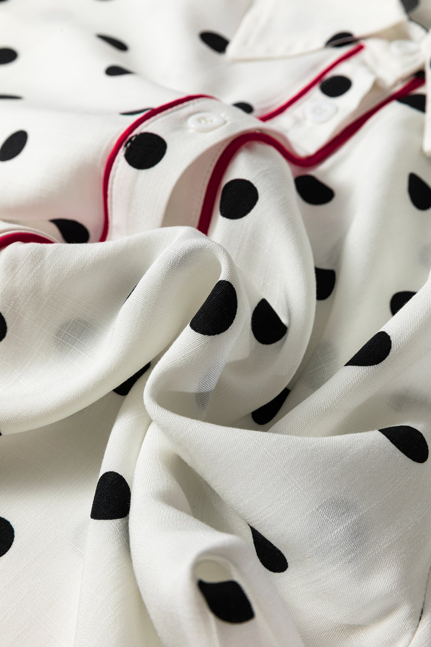 Polka Dot Collared Long Sleeve Buttoned Shirt