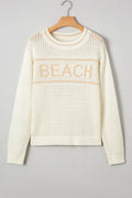 BEACH Hollow Out Knit Dolman Sleeve Sweater